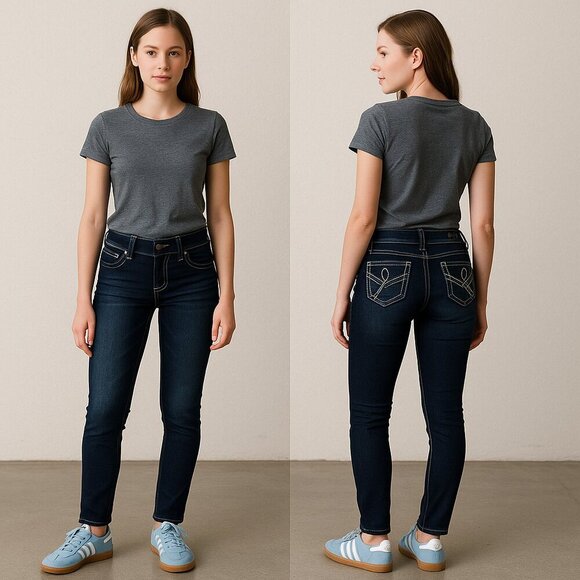 WALLFLOWER 🖤⚡🔥 WOMEN’S Low-Rise Double Button Skinny Jeans - Size 1 👖✨ - Picture 4 of 15